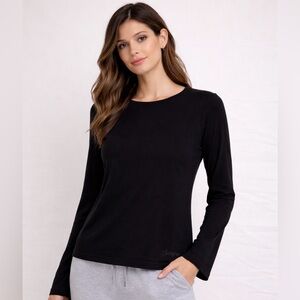Bearpaw Black Long Sleeve Sleepwear Top Women’s Size M Soft Stretch(A474)